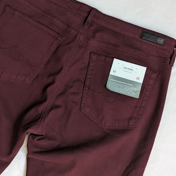 AG The Prima Jean High Rise Skinny Cigarette Stretch Sateen Deep Currant 32 NWT - Picture 11 of 16